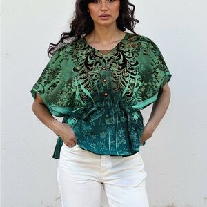 Elegant Green Floral Women's Blouse